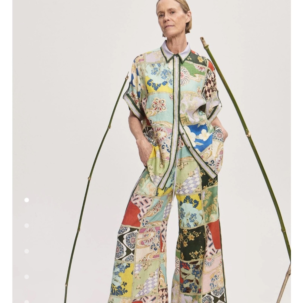 New 2025 ALEMAIS Bianca Patchwork Wide-Leg Pants and matching top set - Picture 11 of 13